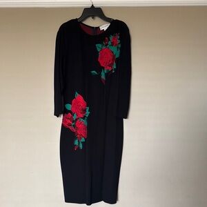 St. John Black and Red Embellished Dress